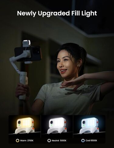 Hohem iSteady V3 Gimbal Stabilizer للهواتف الذكية، تثبيت ثلاثي المحاور مع متتبع الذكاء الاصطناعي، جهاز تحكم عن بعد قابل للفصل، قضيب تمديد مدمج وحامل ثلاثي القوائم، محمول وقابل للطي، تسجيل فيديو، أسود in Kuwait