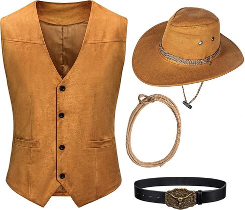 KAIPUTE Kids Western Cowboy Costume Boys Vest Hat Belt for Halloween Party Cosplay in Saudi Arabia