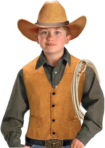 KAIPUTE Kids Western Cowboy Costume Boys Vest Hat Belt for Halloween Party Cosplay in Saudi Arabia