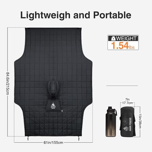 OneTigris Camping Blanket Honcho Poncho with 3M Thinsulate Insulation,Wearable Sleeping Bag Poncho for Camping Large Ultralight Water-Resisitant Warm Wearable Blanket for Outdoor Camping,Hiking in Saudi Arabia
