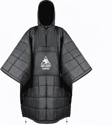 OneTigris Camping Blanket Honcho Poncho with 3M Thinsulate Insulation,Wearable Sleeping Bag Poncho for Camping Large Ultralight Water-Resisitant Warm Wearable Blanket for Outdoor Camping,Hiking in Saudi Arabia