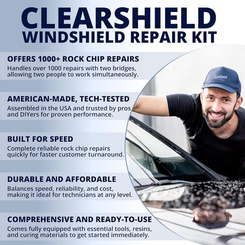 Clearshield Windshield Repair Kit - Window Rock Chip Repair Kit - Cracked Windshield Repair Kit - Auto Glass Repair Kit for 200+ Repairs in Kuwait