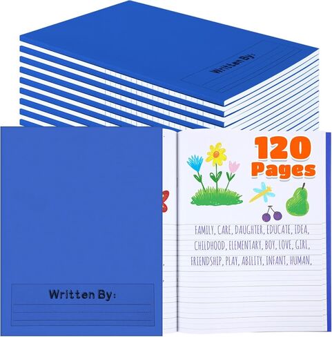 Henoyso 12 جهاز كمبيوتر شخصى 120 صفحة دفاتر ملاحظات التكوين الأساسي 9 3/4 × 7 1/2 بوصة المجلات الأساسية K-2 كتب فارغة للأطفال لكتابة القصص دفتر ملاحظات للأطفال رياض الأطفال (ملون) in Kuwait