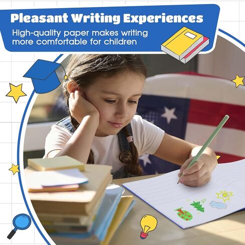 Henoyso 12 جهاز كمبيوتر شخصى 120 صفحة دفاتر ملاحظات التكوين الأساسي 9 3/4 × 7 1/2 بوصة المجلات الأساسية K-2 كتب فارغة للأطفال لكتابة القصص دفتر ملاحظات للأطفال رياض الأطفال (ملون) in Kuwait