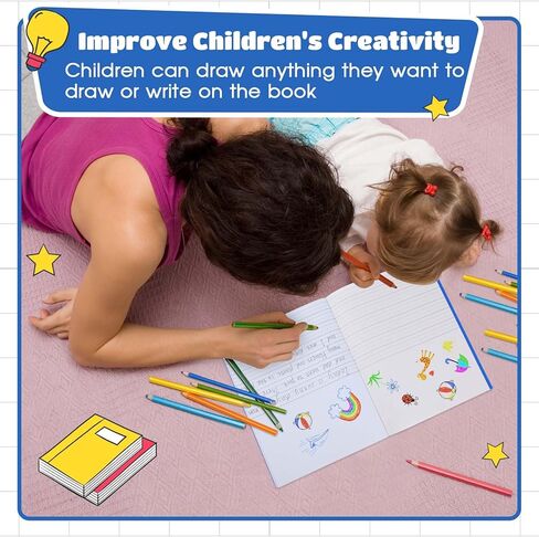 Henoyso 12 جهاز كمبيوتر شخصى 120 صفحة دفاتر ملاحظات التكوين الأساسي 9 3/4 × 7 1/2 بوصة المجلات الأساسية K-2 كتب فارغة للأطفال لكتابة القصص دفتر ملاحظات للأطفال رياض الأطفال (ملون) in Kuwait