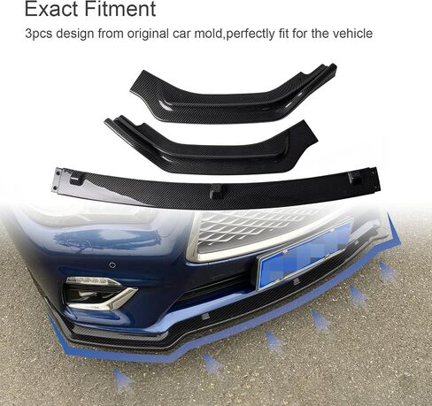 3pcs الأمامية الوفير شفة الخائن الملاءمة لـ Infiniti Q50 2018 2019 2020 2021 2022 ، Base Sedan ، JDM Air Dam Dam Chin Spoiler Kit ، Glossy Black in Saudi Arabia