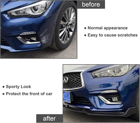 3pcs الأمامية الوفير شفة الخائن الملاءمة لـ Infiniti Q50 2018 2019 2020 2021 2022 ، Base Sedan ، JDM Air Dam Dam Chin Spoiler Kit ، Glossy Black in Saudi Arabia