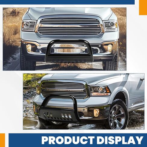 Ecotric Front Bar Bar Bumper Grille Grille Grille Grille W/Skid Plate متوافق مع 2009-2018 Dodge Ram 1500 2019-2023 Dodge Ram 1500 Classic Brush Guard Brick Mount Mount in Saudi Arabia