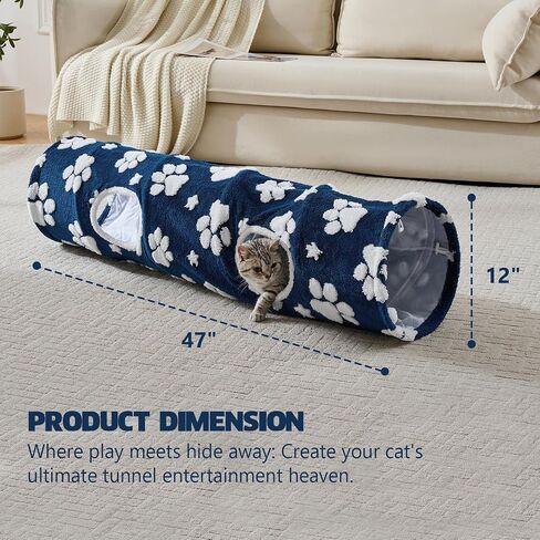 Cat Tunnel for Indoor Cats, Cute Peekaboo Cat Cave Play Tunnel with Dangling Balls, Pet Donut Tunnel Bed with Circle Mat for Cat Puppy Kitten Rabbit, Grey in Saudi Arabia