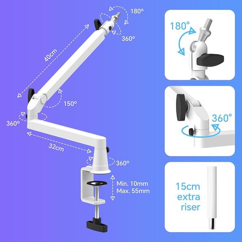 Low Profile Mic Arm Soiid Metal Sturdy Boom Arm Flexible Low Profile Microphone Arm Desk Microphone Stand for Podcasting Recording Desk Zooming in Kuwait