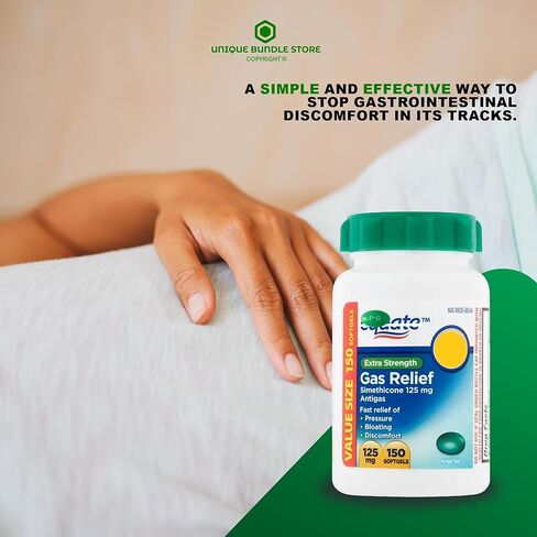 Simethicone 125 mg ، 150 Count Softgels حجم القيمة ، إغاثة غاز قوة إضافية + 7 أيام منظم حبوب منع الحمل (حزمة 2) in Kuwait