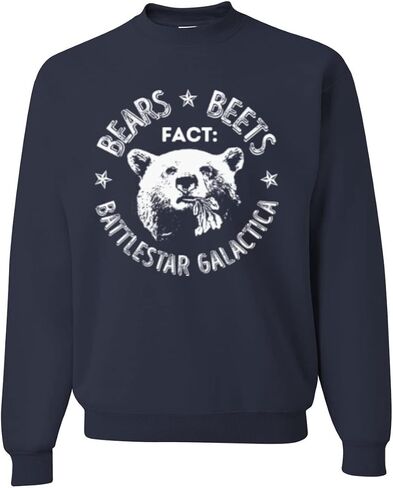 Wild Bobby Office | Fact Bears Beets Battlestar Quote Pop Culture Unisex Crewneck Graphic Sweatshirt in Saudi Arabia