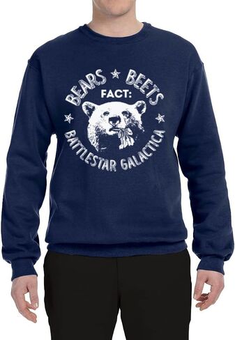 Wild Bobby Office | Fact Bears Beets Battlestar Quote Pop Culture Unisex Crewneck Graphic Sweatshirt in Saudi Arabia
