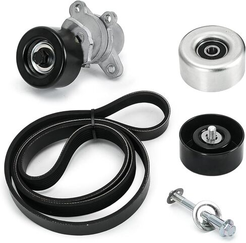 90K-39155 Serpentine Drive Belt Stensioner W/Pulley Kit متوافق مع Nissan Altima 3.5 2007-2012 Maxima 2009-2015 Murano 2009-2014 استبدال 39155 36356 36357 K070669 in Kuwait