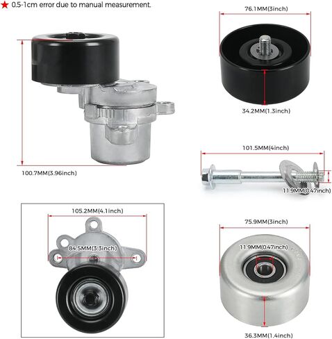 90K-39155 Serpentine Drive Belt Stensioner W/Pulley Kit متوافق مع Nissan Altima 3.5 2007-2012 Maxima 2009-2015 Murano 2009-2014 استبدال 39155 36356 36357 K070669 in Kuwait