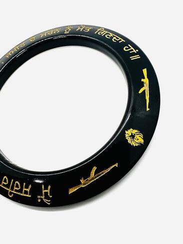 Punjabi Gurmukhi Engraved Sarb Loh Sikh Kada Double Sided Inspired from Sant Jarnail Singh Bhindrawala With AK 47 Engraved Punjabi Kada Sikh Bracelet Limited Edition in Saudi Arabia