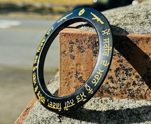 Punjabi Gurmukhi Engraved Sarb Loh Sikh Kada Double Sided Inspired from Sant Jarnail Singh Bhindrawala With AK 47 Engraved Punjabi Kada Sikh Bracelet Limited Edition in Saudi Arabia