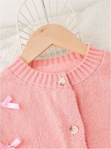 SHENHE Girl's 2 Piece Outfits Crew Neck Button Down Bow Cardigan and Pleated Sweater Skirt Set in Saudi Arabia
