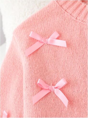 SHENHE Girl's 2 Piece Outfits Crew Neck Button Down Bow Cardigan and Pleated Sweater Skirt Set in Saudi Arabia