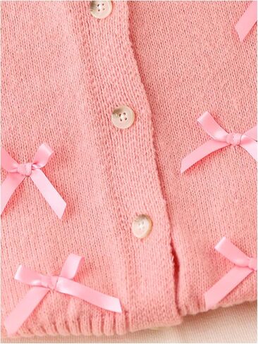 SHENHE Girl's 2 Piece Outfits Crew Neck Button Down Bow Cardigan and Pleated Sweater Skirt Set in Saudi Arabia