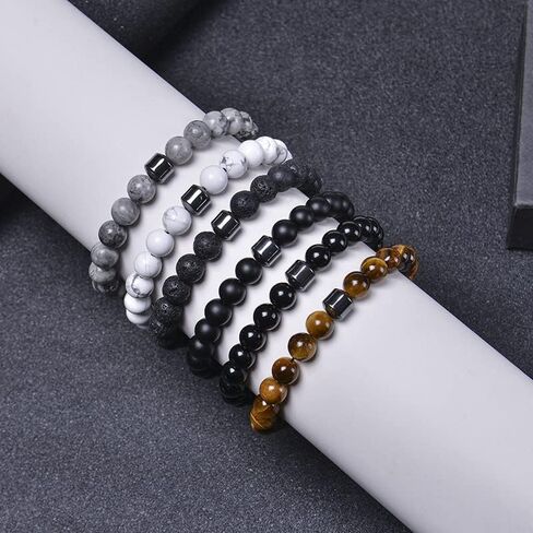 LIU JUN 4 Pcs Glame Anti Alcohol Bracelet For Women/Men, Abstinence Assistance Natural Stone Bracelets Tiger Eye Hemys Amethyst Hematite Bangle Calming Anxiety Healing Bracelets Jewelry in Saudi Arabia