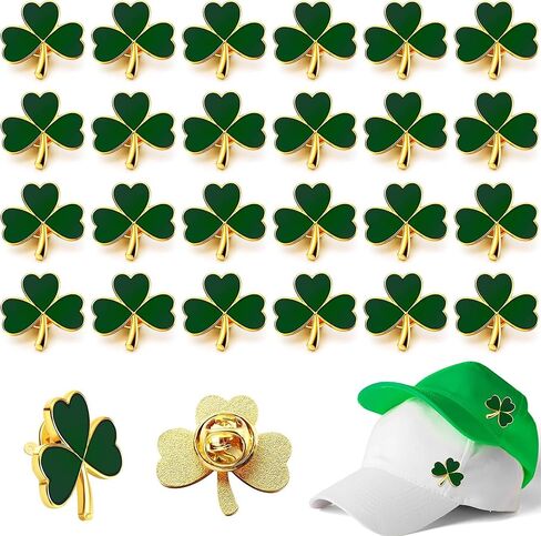 12 Pcs St. Patrick's Day Clover Lapel Pins Irish Lucky Shamrock Pins Brooches Jewelry for Women and Men Culture Celebration Pin Festivals Gift in Kuwait