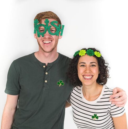 12 Pcs St. Patrick's Day Clover Lapel Pins Irish Lucky Shamrock Pins Brooches Jewelry for Women and Men Culture Celebration Pin Festivals Gift in Kuwait