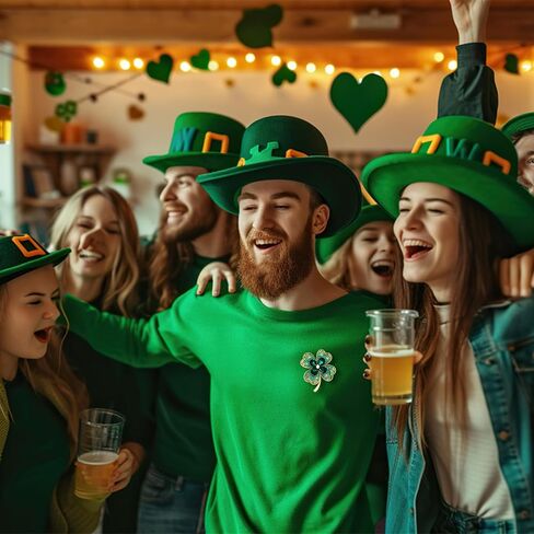 12 Pcs St. Patrick's Day Clover Lapel Pins Irish Lucky Shamrock Pins Brooches Jewelry for Women and Men Culture Celebration Pin Festivals Gift in Saudi Arabia