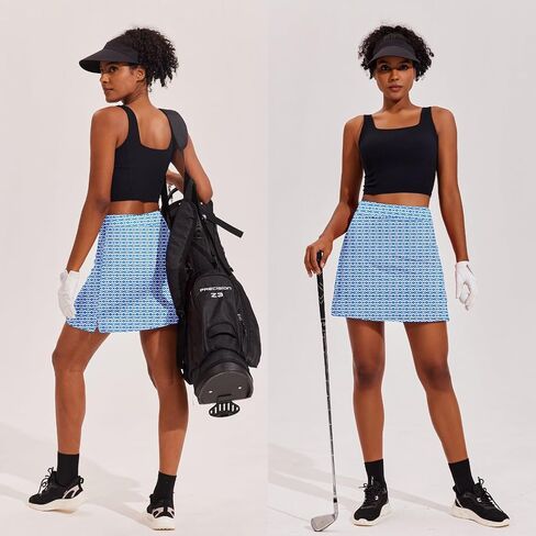 تنانير Ekouaer Golf للسيدات، تنانير رياضية صغيرة بجيوب، تنورة صيفية كاجوال للمشي لمسافات طويلة، رمادي مموه متوسط in Saudi Arabia