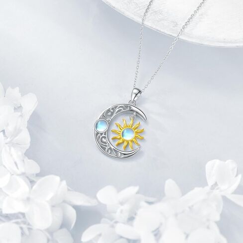 Moon and Star/Cat Moon/Crescent Moon Necklace for Women 925 Sterling Silver Crescent Moon Jewelry Gifts in Kuwait