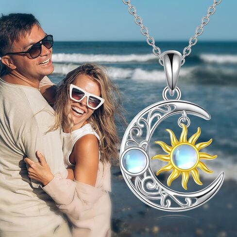 Moon and Star/Cat Moon/Crescent Moon Necklace for Women 925 Sterling Silver Crescent Moon Jewelry Gifts in Kuwait