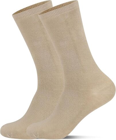 Mens Bamboo Rayon Dress Socks,Mid Calf,Moisture Wicking,Anti-Odor,Durable White Crew Socks for Men Size 10-13 in Kuwait