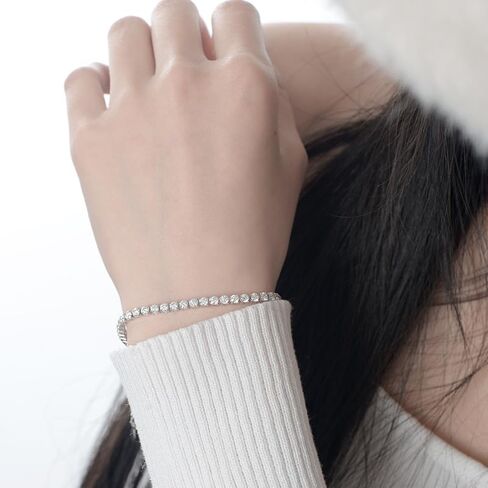 Delicate S925 Silver 0.1 Carat Adjustable VVS2 Diamond Bracelet, A Stunning and Elegant Bracelet Gift Idea, Adds a Refined Touch in Saudi Arabia