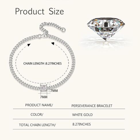 14K الذهب الأبيض على سوار S925 Silver Silver Cuban Solitaire ، مع 1Ct VVS2 D-Color Oval/Princess Cut Diamond ، مجوهرات الماس المذهلة للنساء in Saudi Arabia