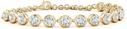 Angara Round Lab Grown Diamond Chain Bracelet in 14K Solid Gold | Birthday, Engagement, Anniversary, Wedding Jewelry Gift for Women in Saudi Arabia