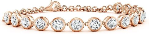 Angara Round Lab Grown Diamond Chain Bracelet in 14K Solid Gold | Birthday, Engagement, Anniversary, Wedding Jewelry Gift for Women in Saudi Arabia