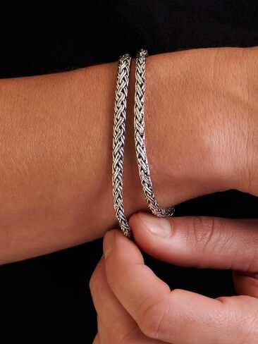 DEVATA Bali Dragon Bone Tulang Naga Chain/Borobudur Byzantine Chain/Paddy Chain 925 Sterling Silver Chain Bracelet Women Men in Saudi Arabia
