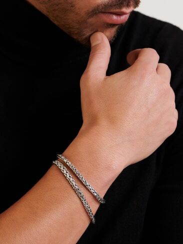 DEVATA Bali Dragon Bone Tulang Naga Chain/Borobudur Byzantine Chain/Paddy Chain 925 Sterling Silver Chain Bracelet Women Men in Saudi Arabia