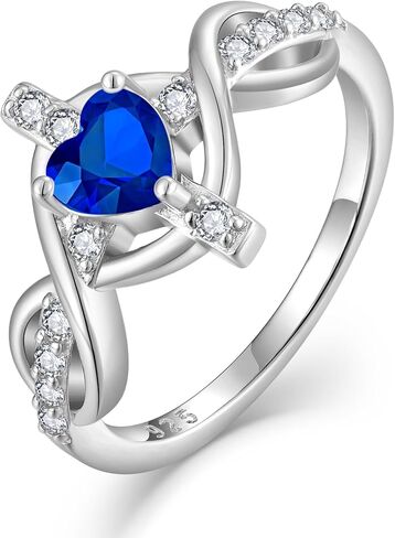 Cross Infinity Ring for Women Sterling Silver Heart Shape Birthstone Christain Good Luck Jewelry(size6~10) in Kuwait