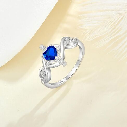 Cross Infinity Ring for Women Sterling Silver Heart Shape Birthstone Christain Good Luck Jewelry(size6~10) in Kuwait