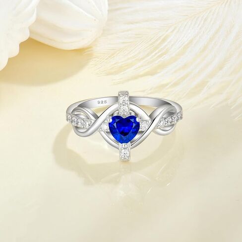 Cross Infinity Ring for Women Sterling Silver Heart Shape Birthstone Christain Good Luck Jewelry(size6~10) in Kuwait