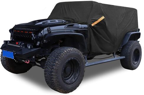 غطاء سيارة الدفع الرباعي X AUTOHAUX غطاء كابينة لسيارة Jeep Wrangler JK JL Hardtop 4 أبواب 2007-2021 حماية من الغبار والشمس في الهواء الطلق 210D أكسفورد مع سحاب باب السائق أسود in Saudi Arabia