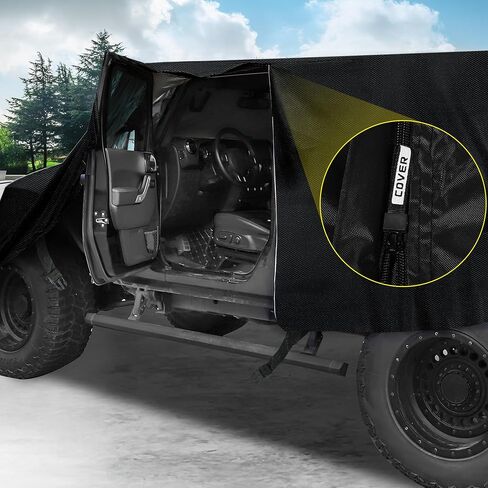 غطاء سيارة الدفع الرباعي X AUTOHAUX غطاء كابينة لسيارة Jeep Wrangler JK JL Hardtop 4 أبواب 2007-2021 حماية من الغبار والشمس في الهواء الطلق 210D أكسفورد مع سحاب باب السائق أسود in Saudi Arabia