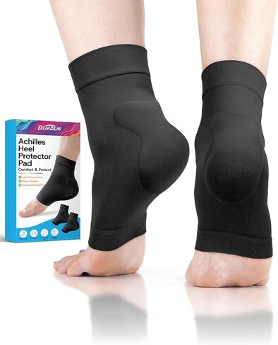 Achilles Tendonitis Heel Protector Socks, One Pair of Premium Padded Compression Gel Sleeve, Achilles Tendon Support Sleeve for Haglunds Bump, Tendonitis, Bursitis and Dry Cracked (Black) in Kuwait