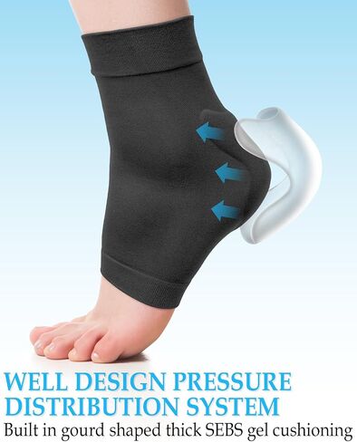 Achilles Tendonitis Heel Protector Socks, One Pair of Premium Padded Compression Gel Sleeve, Achilles Tendon Support Sleeve for Haglunds Bump, Tendonitis, Bursitis and Dry Cracked (Black) in Kuwait