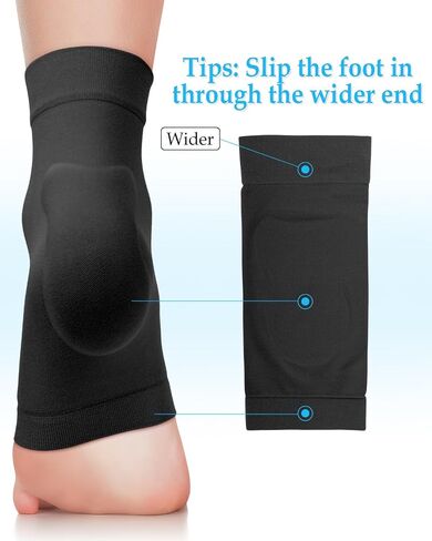 Achilles Tendonitis Heel Protector Socks, One Pair of Premium Padded Compression Gel Sleeve, Achilles Tendon Support Sleeve for Haglunds Bump, Tendonitis, Bursitis and Dry Cracked (Black) in Kuwait