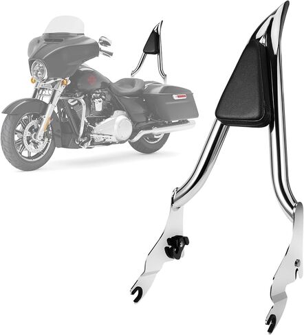 26" Motorcycle Sissy Bar for Harley, Integrated Passenger Backrest for Harley Davidson Touring CVO Street Glide Road Glide Electra Glide Road King FLHR FLHX FLHT FLTR 2009-2024, Black Sissy Bar in Saudi Arabia