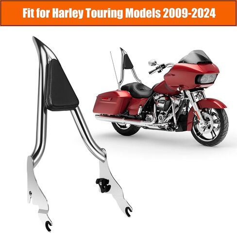 26" Motorcycle Sissy Bar for Harley, Integrated Passenger Backrest for Harley Davidson Touring CVO Street Glide Road Glide Electra Glide Road King FLHR FLHX FLHT FLTR 2009-2024, Black Sissy Bar in Saudi Arabia