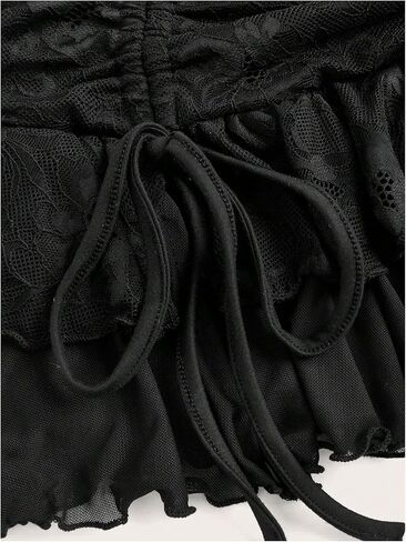 SHENHE Women's Lace Mini Skirt Y2k Low Rise Ruched Layered Ruffle Skirt in Saudi Arabia
