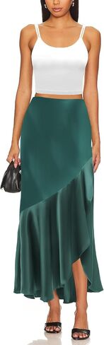 Sebowel Women Satin Skirt Silk a line swing swing blease cocktail coktail tairts حريرية منخفضة منخفضة المستوى تنورة maxi مع انقسام in Kuwait